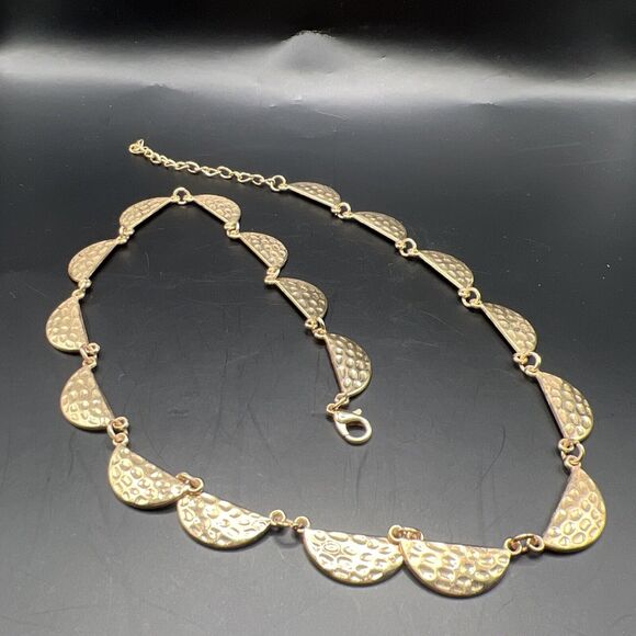 Necklace Womens Gold Semi Circle Lobster Clasp Lightweight Boho Necklet - Picture 4 of 9